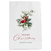 Elegante kerst Holly Medium Cadeauzakje (Voorkant)