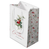 Elegante kerst Holly Medium Cadeauzakje (Achterkant Gekanteld)