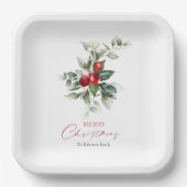 Elegante kerst Holly Papieren Bordje (Voorkant)