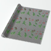 Elegante kerst Holly Pine kegels minimalistisch Cadeaupapier (Uitgerold)