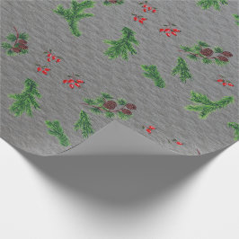 Elegante kerst Holly Pine kegels minimalistisch Cadeaupapier