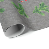 Elegante kerst Holly Pine kegels minimalistisch Cadeaupapier (Rol Hoek)