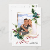 Elegante kerst Holly Pine Lijst foto groet Briefkaart (Voorkant / Achterkant)