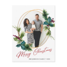 Elegante kerst Holly Pine Lijst foto groet