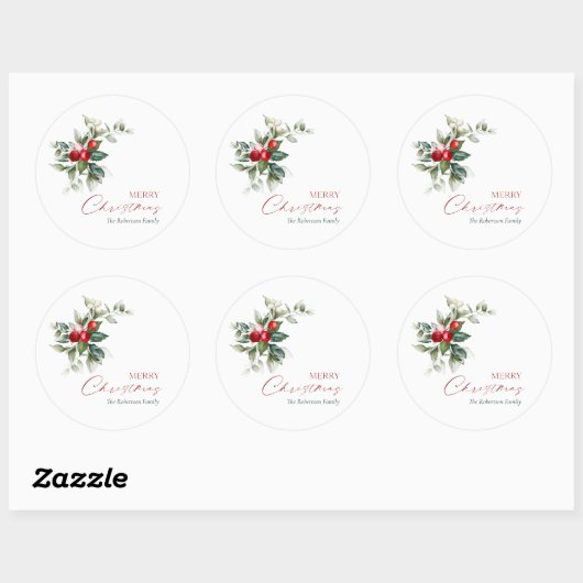 Elegante kerst Holly Ronde Sticker (Vel)