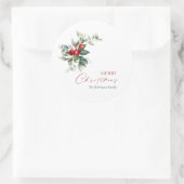Elegante kerst Holly Ronde Sticker (Tas)
