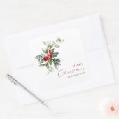 Elegante kerst Holly Vierkante Sticker (Envelop)
