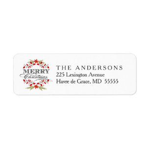 Elegante Kerst Holly Wreath Typografie Labels