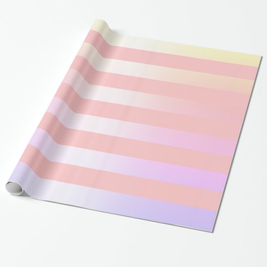 Elegante kerst holografische & roze streep cadeaupapier (Uitgerold)