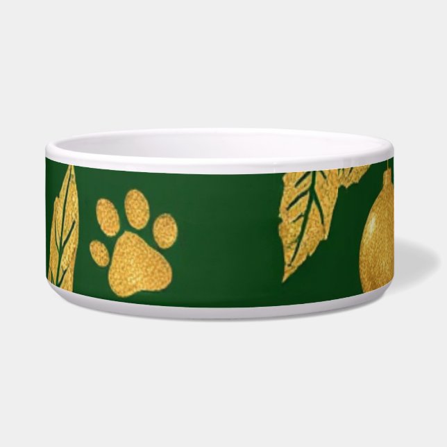 Elegante kerst hond kom – Goud & Groen met poten (Voorkant)