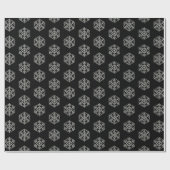Elegante kerst Houndstooth sneeuwvlokken op zwart Cadeaupapier (Vlak)