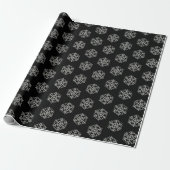 Elegante kerst Houndstooth sneeuwvlokken op zwart Cadeaupapier (Uitgerold)