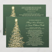 Elegante Kerst Huwelijk Groen Goud Programmakaart (Voorkant / Achterkant)