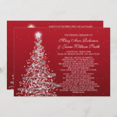 Elegante Kerst Huwelijk Rood Zilver Kaart (Voorkant / Achterkant)