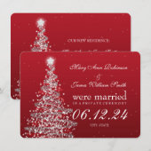 Elegante Kerst Huwelijk Wegloopbruiloft Rood Zilve Feestdagenkaart (Voorkant / Achterkant)