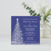 Elegante Kerst Huwelijk Zilveren Marine Kaart (Staand voorkant)