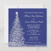 Elegante Kerst Huwelijk Zilveren Marine Kaart (Voorkant)