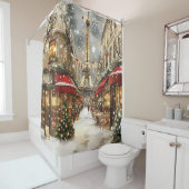 Elegante kerst in Parijs vakantie Douchegordijn (In situ)