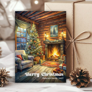 Elegante Kerst-interieur kaart watercolor vakantie