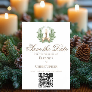 Elegante Kerst Kaars QR Code Save the Date Magnetische Uitnodiging