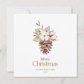 Elegante Kerst Kaart met Cotton en Pinecone (Voorkant)