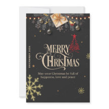 Elegante Kerst Kaart met Goud en Rood Decor