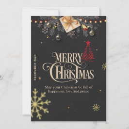 Elegante Kerst Kaart met Goud en Rood Decor