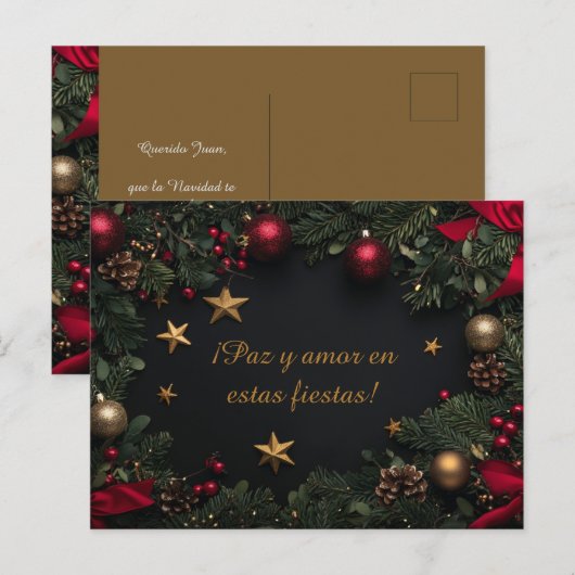  Elegante Kerst Kaart met Krans (Voorkant / Achterkant)