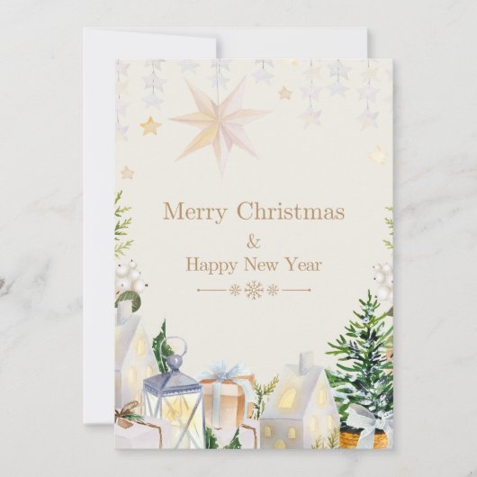 Elegante kerst Kaart met sterren en geschenken (Voorkant)