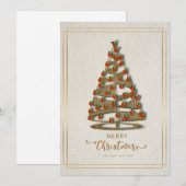 Elegante Kerst Kaart Versierd Boom en Goud (Voorkant / Achterkant)