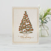 Elegante Kerst Kaart Versierd Boom en Goud (Staand voorkant)