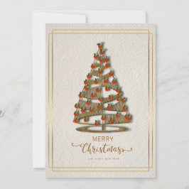 Elegante Kerst Kaart Versierd Boom en Goud