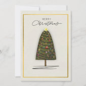 Elegante Kerst Kaart Versierd Boom en Goud (Voorkant)
