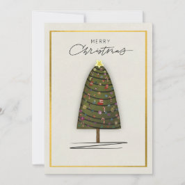 Elegante Kerst Kaart Versierd Boom en Goud