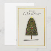 Elegante Kerst Kaart Versierd Boom en Goud (Voorkant / Achterkant)