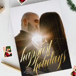 Elegante kerst kalligrafie één foto folie feestdagenkaart<br><div class="desc">💌 Deel de liefde en spreid feestvreugde met mijn zorgvuldig vervaardigde wenskaart. Deze kaart is een canvas voor uw vakantiewensen aan vrienden, familie en hogescholen. Ik sierde de boeiende design en dit bepaalde mijn hele vakantie collectie. Ik hoop dat je net zoveel van de kaarten en het collectie houdt als...</div>