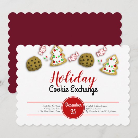 Elegante kerst koekje uitwisseling kaart (Voorkant / Achterkant)