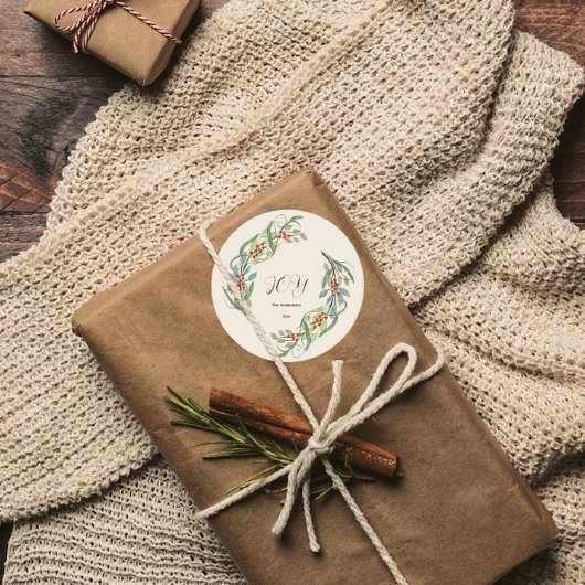 Elegante kerst krans vreugde ronde sticker