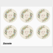 Elegante kerst krans vreugde ronde sticker (Vel)