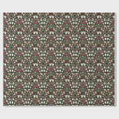 Elegante Kerst, Kransen, Ornamenten en Holly Cadeaupapier (Vlak)