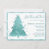 Elegante kerst | Luxe Aqua Mint Tree Trim Party Feestdagenkaart (Voorkant)