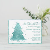 Elegante kerst | Luxe Aqua Mint Tree Trim Party Feestdagenkaart (Staand voorkant)