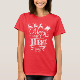 Elegante kerst "Merry and Bright" typografie T-shirt