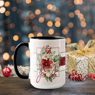 Elegante Kerst met naam in Joy lettertype Mok
