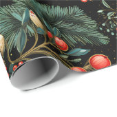 Elegante Kerst Mistletoe & Berry Feestelijk Cadeaupapier (Rol Hoek)