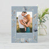 Elegante kerst moderne botanische foto feestdagenkaart (Staand voorkant)