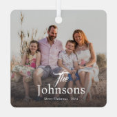 Elegante kerst | Moderne trendy leuke familie Metalen Ornament (Achterkant)