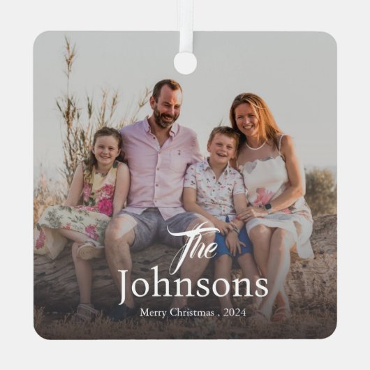 Elegante kerst | Moderne trendy leuke familie Metalen Ornament (Achterkant)