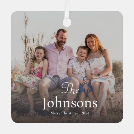 Elegante kerst | Moderne trendy leuke familie Metalen Ornament (Voorkant)