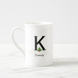 Elegante Kerst Monogram Bone China Mok